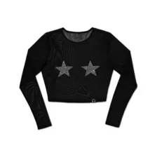 Kayla Malecc Rhinestone Star Mesh Crop Top at Spencer's