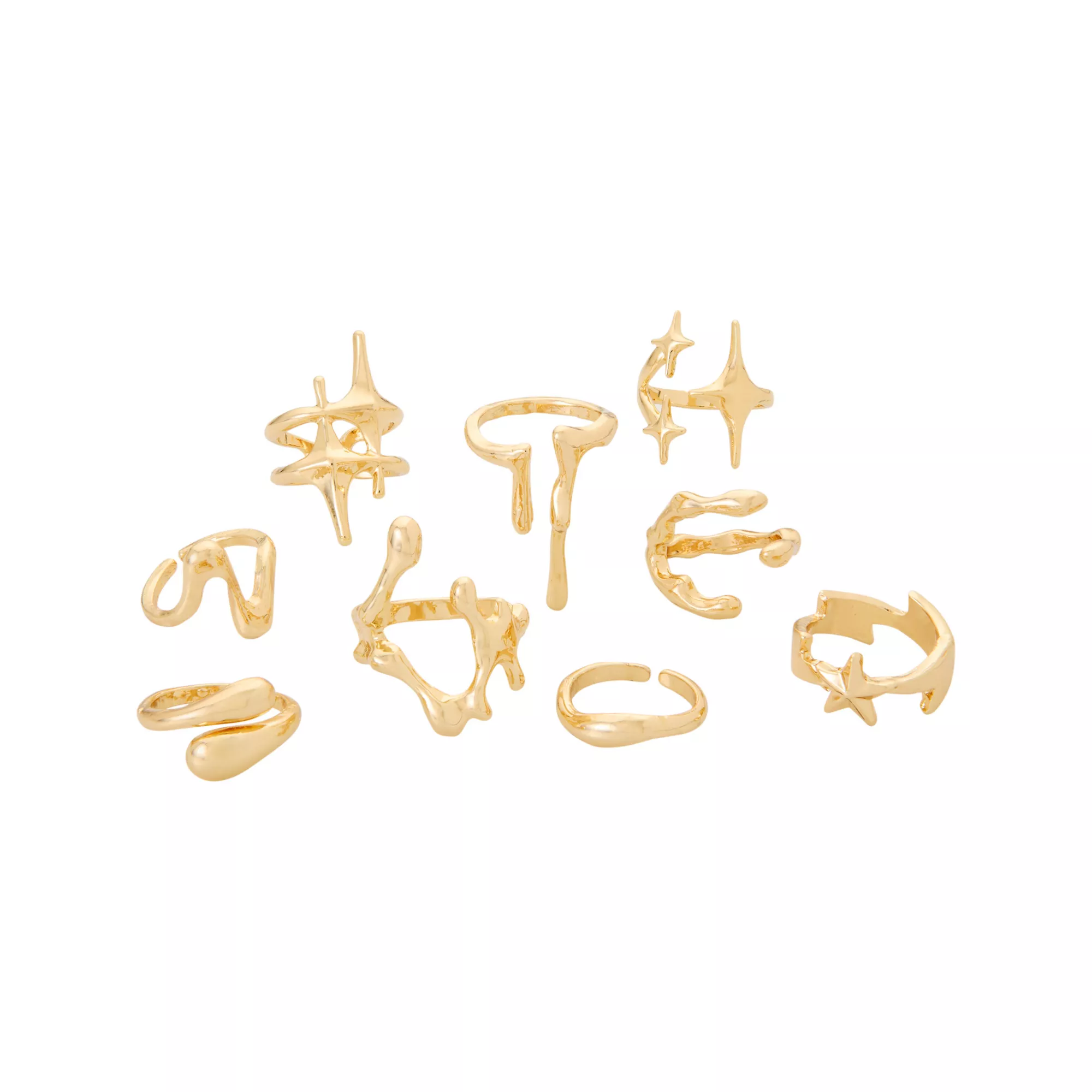 Multi-Pack Star Drip Gold-Tone Assorted Rings - 9 Pack at Spencer's