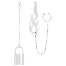 Flame Padlock Chain Dangle Earrings at Spencer's