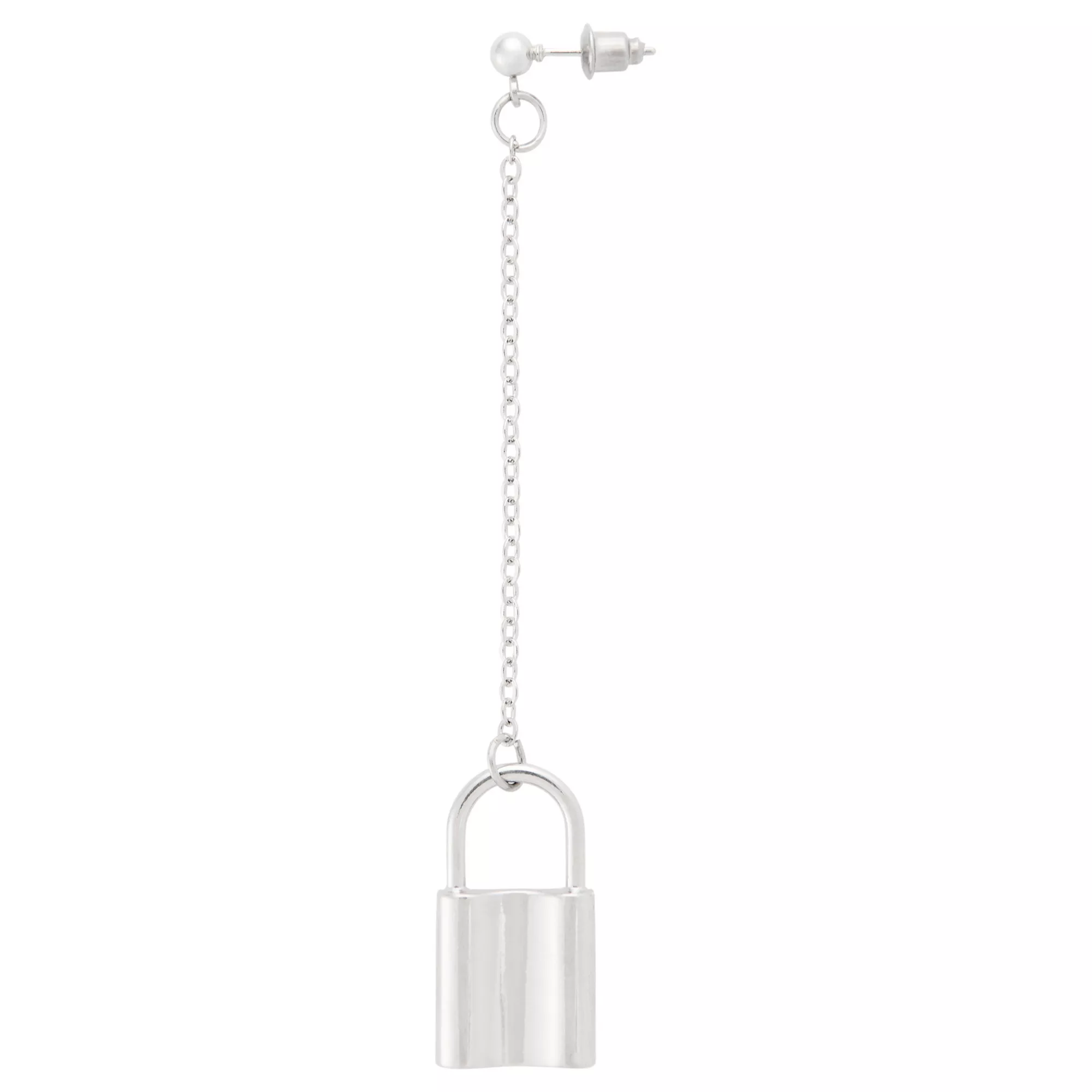 Flame Padlock Chain Dangle Earrings