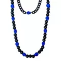 Blue and Black Skull Beaded Wallet Chain at Spencer's