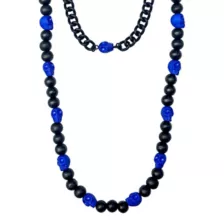 Blue and Black Skull Beaded Wallet Chain at Spencer's
