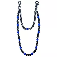 Blue and Black Skull Beaded Wallet Chain at Spencer's