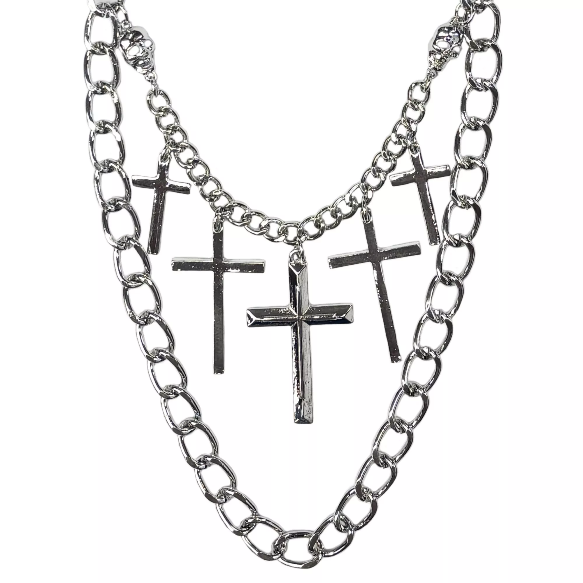 2 Row Dangling Crosses Wallet Chain