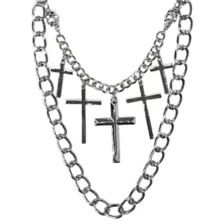 2 Row Dangling Crosses Wallet Chain at Spencer's