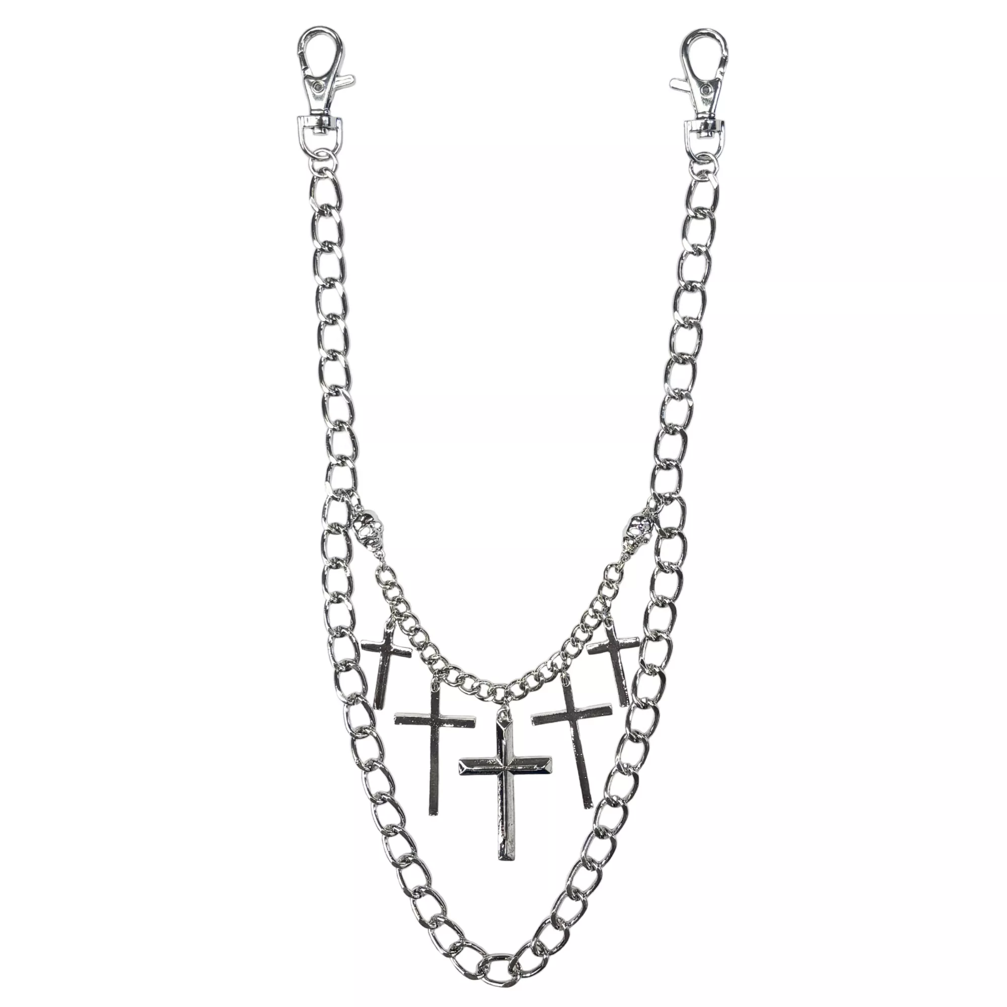 2 Row Dangling Crosses Wallet Chain