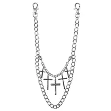 2 Row Dangling Crosses Wallet Chain at Spencer's