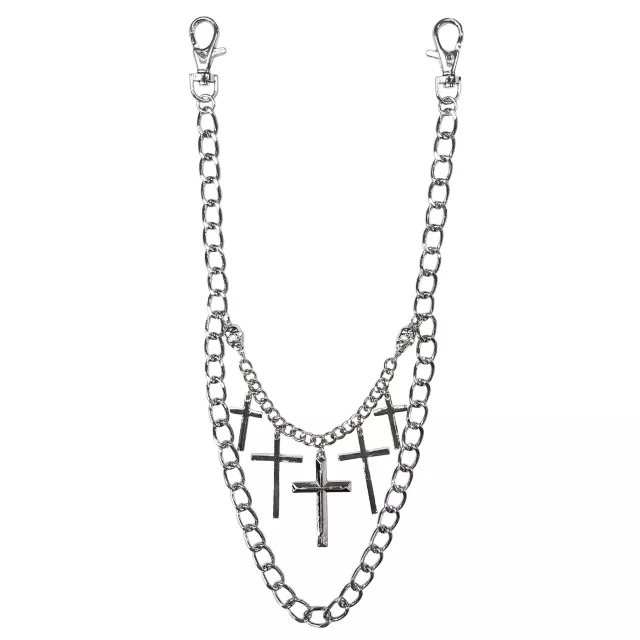 2 Row Dangling Crosses Wallet Chain at Spencer's