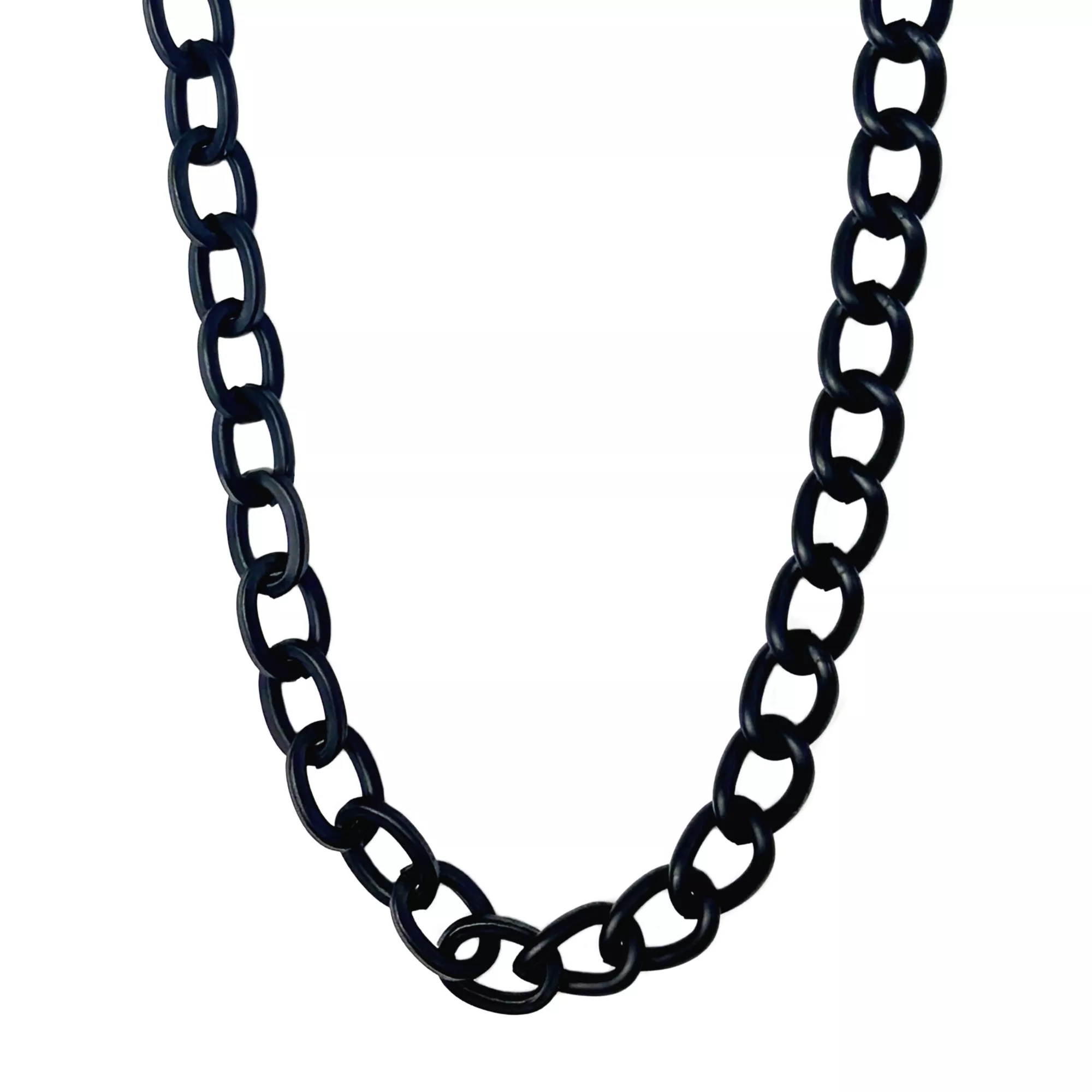 Matte Black Oval Wallet Chain