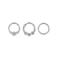 Multi-Pack Clear CZ Round Silver-Tone Septum Rings 3 Pack - 16 Gauge at Spencer's