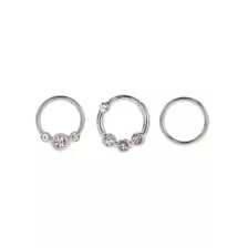 Multi-Pack Clear CZ Round Silver-Tone Septum Rings 3 Pack - 16 Gauge at Spencer's
