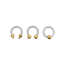 Multi-Pack Mixed Metal Ball and Spiked Horseshoe and Captive Rings 3 Pack - 16 Gauge at Spencer's