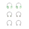 Multi-Pack Green CZ Alien Silver-Tone Horseshoe Rings 3 Pack - 16 Gauge at Spencer's
