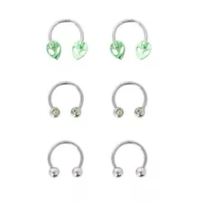 Multi-Pack Green CZ Alien Silver-Tone Horseshoe Rings 3 Pack - 16 Gauge at Spencer's