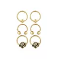 Multi-Pack Gold-Tone Rose Captive and Horseshoe Rings 3 Pair - 16 Gauge at Spencer's