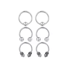 Multi-Pack Heart Captive and Horseshoe Rings 3 Pair - 16 Gauge at Spencer's