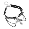 Black Gothic Cross Spike Choker Necklace at Spencer's