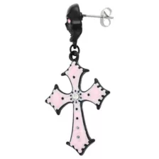 Black and Pink Skull Cross Dangle Earrings at Spencer's