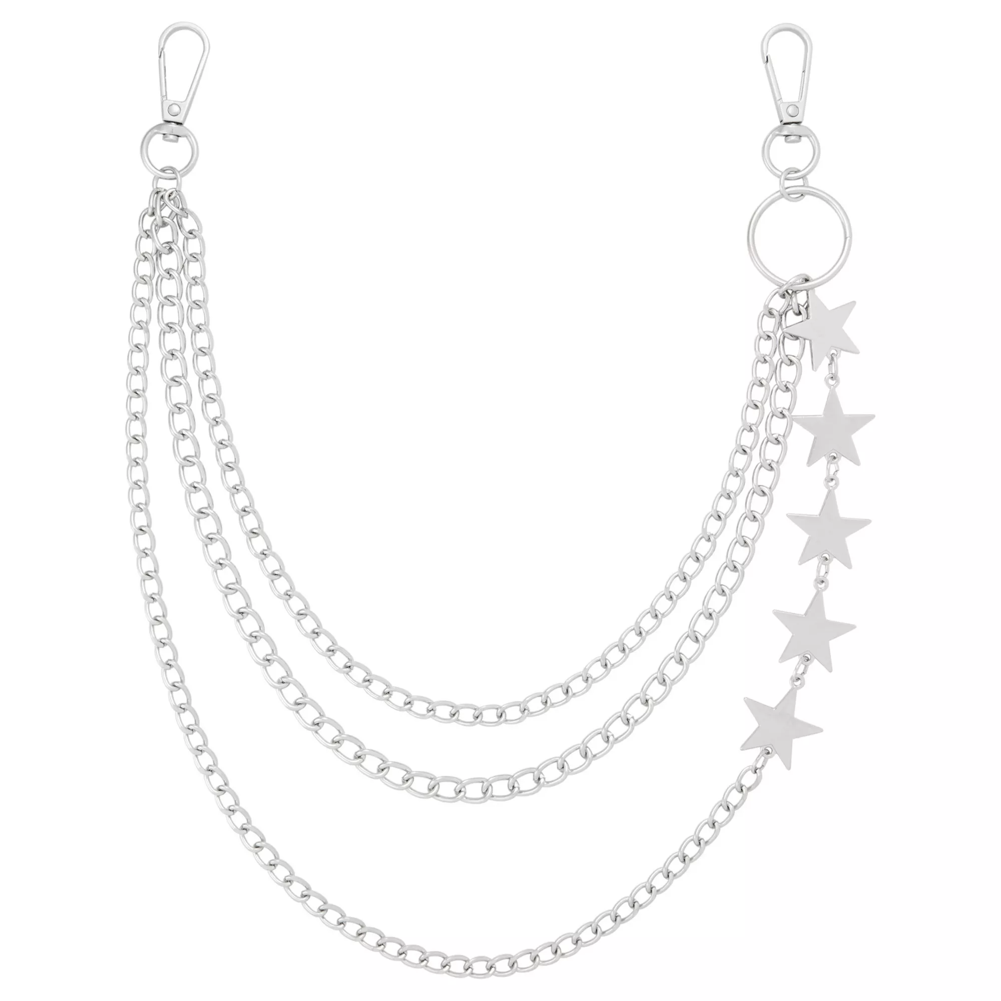 Starry Silver-Tone 3-Row Wallet Chain