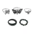 Multi-Pack Moth Green and Silver-Tone Rings - 5 Pack at Spencer's