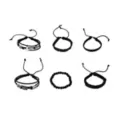 Multi-Pack Black Cross and Beaded Cord Bracelets - 6 Pack at Spencer's