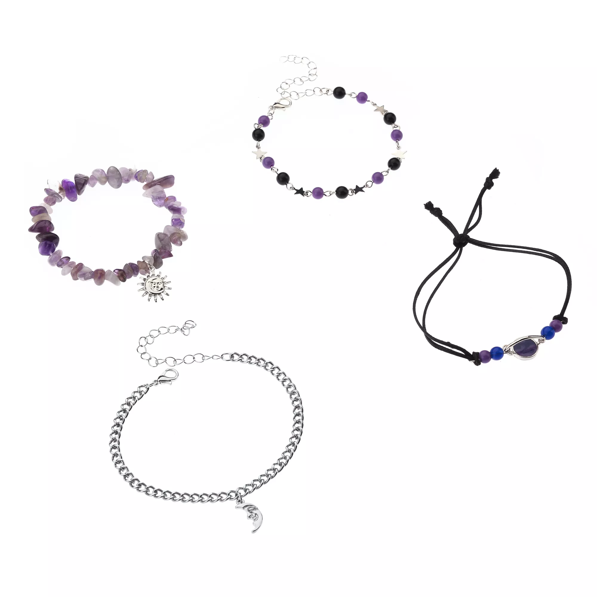 Multi-Pack Amethyst-Effect Celestial Bracelets - 4 Pack