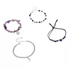 Multi-Pack Amethyst-Effect Celestial Bracelets - 4 Pack at Spencer's