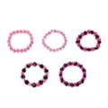 Multi-Pack Black and Pink Star Dice Smiley Face Beaded Bracelets - 5 Pack at Spencer's