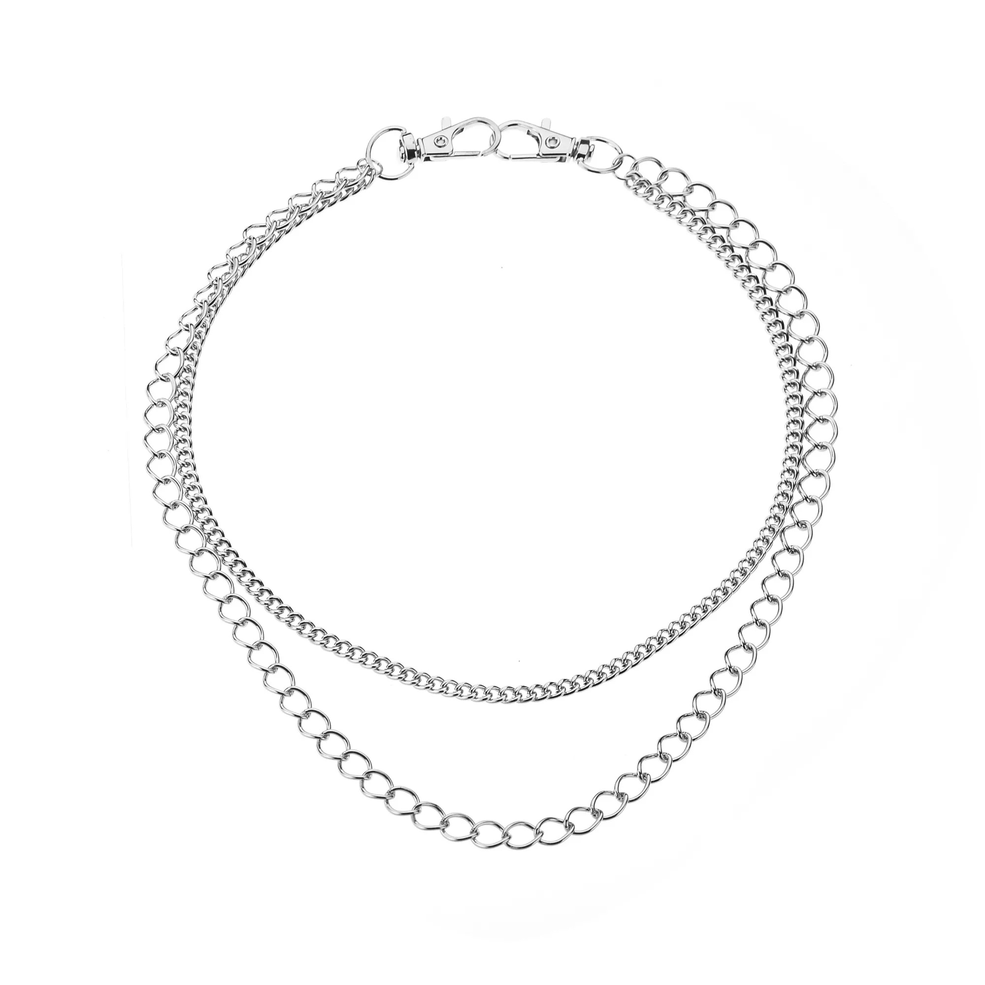 Mixed Chain Silver-Tone 2-Row Wallet Chain