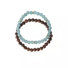Multi-Pack Green Fluorite and Wood Beaded Bracelets - 2 Pack at Spencer's