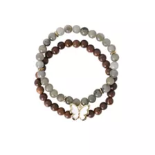 Multi-Pack Labradorite and Wood Beaded Bracelets - 2 Pack at Spencer's