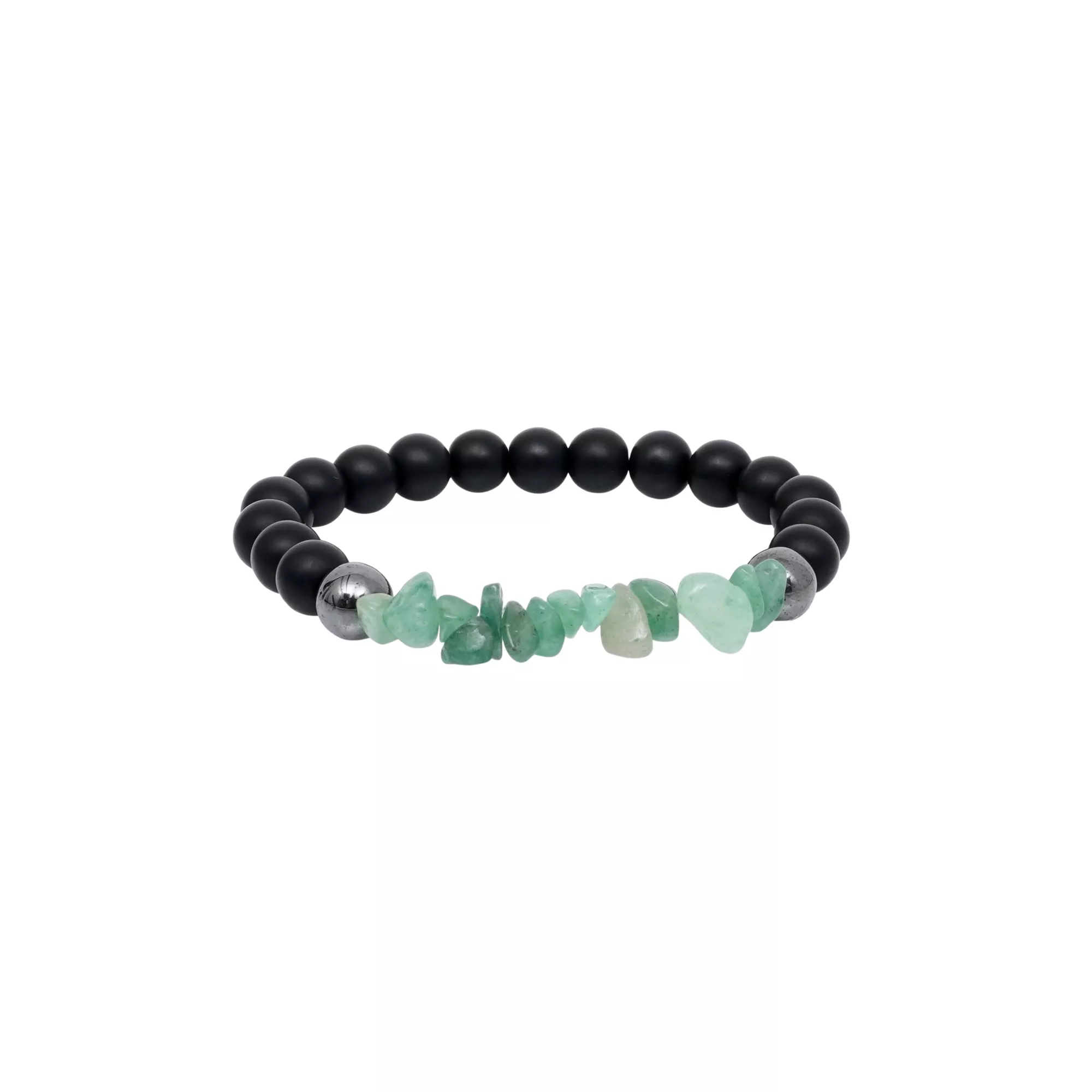 Green Stone and Wood Beaded Bracelets - 2 Pack