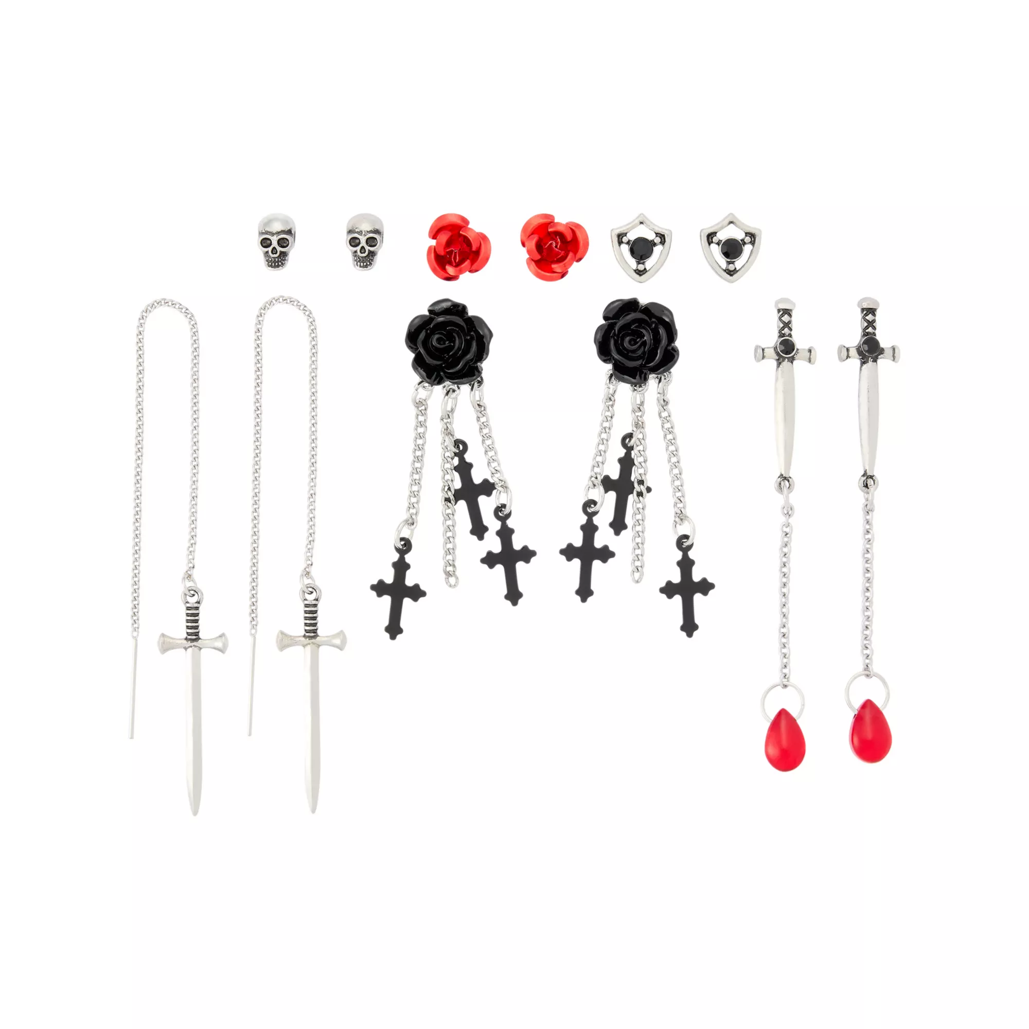 Multi-Pack Kiss of Death Mixed Earrings - 6 Pair