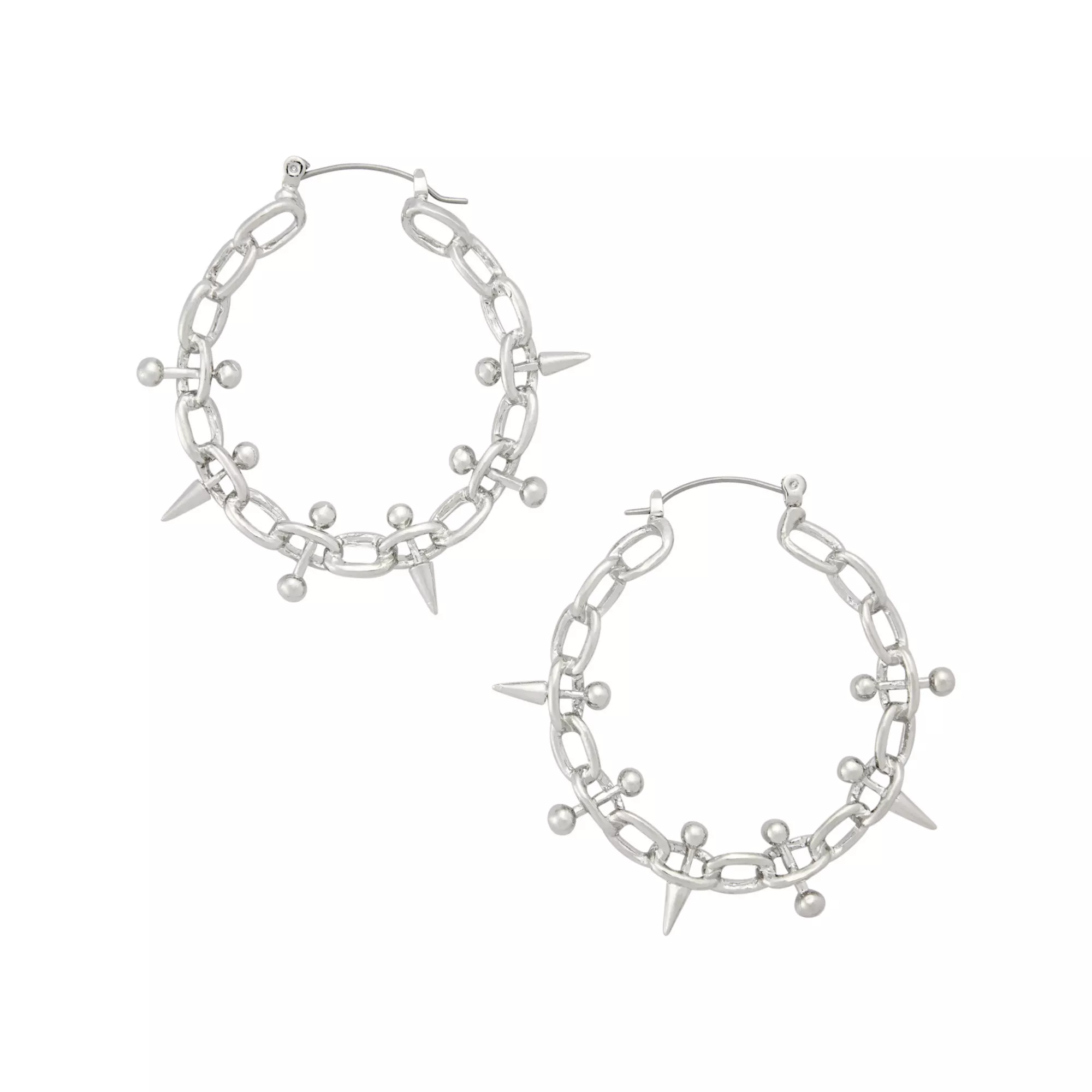 Barbell Charm Chain Hoop Earrings