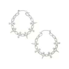 Barbell Charm Chain Hoop Earrings at Spencer's