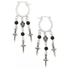 Rose and Dagger Dangle Hoop Earrings at Spencer's