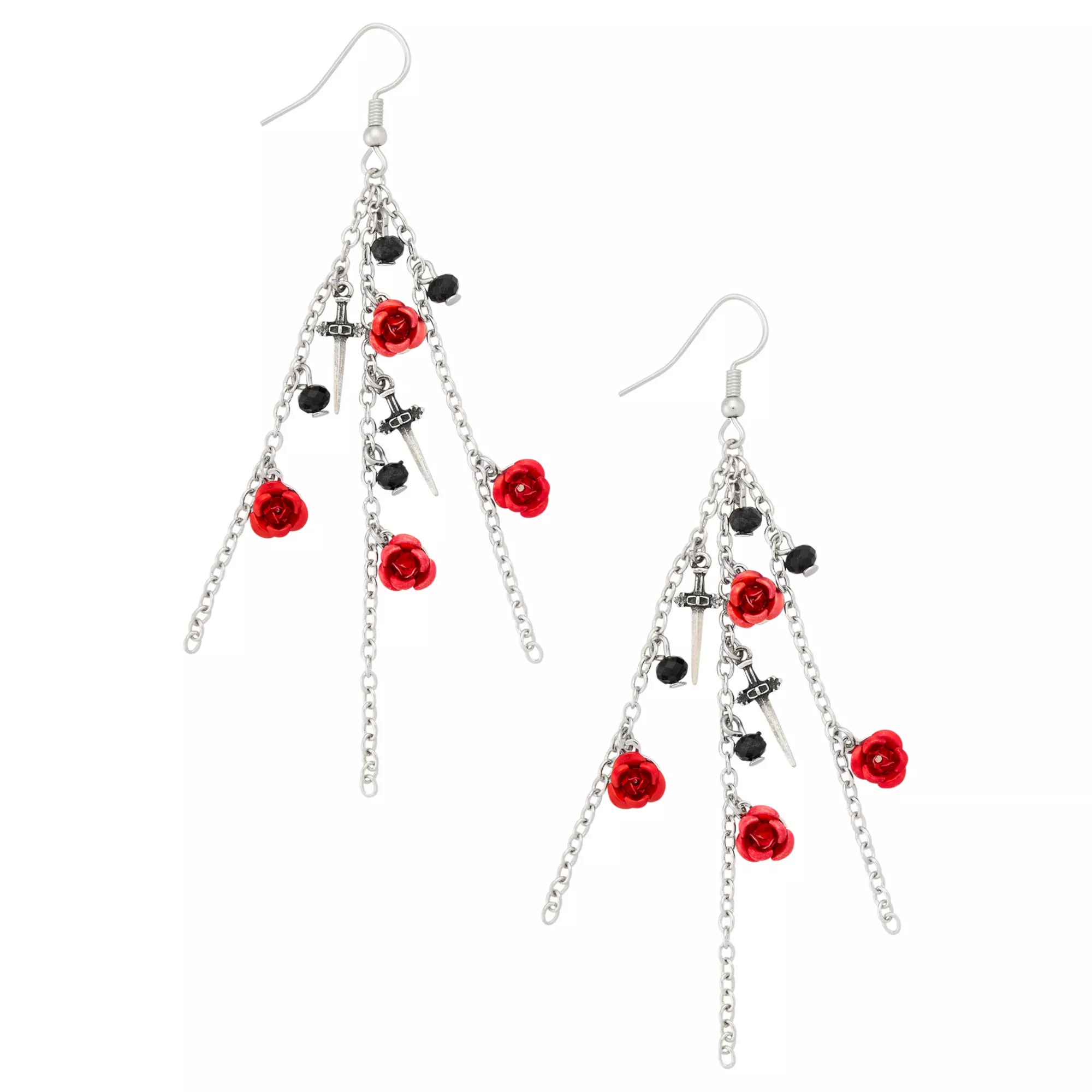 Rose and Dagger Hoop Earrings