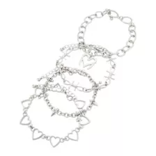 Multi-Pack Heart Spike Barb Chain Bracelets - 4 Pack at Spencer's