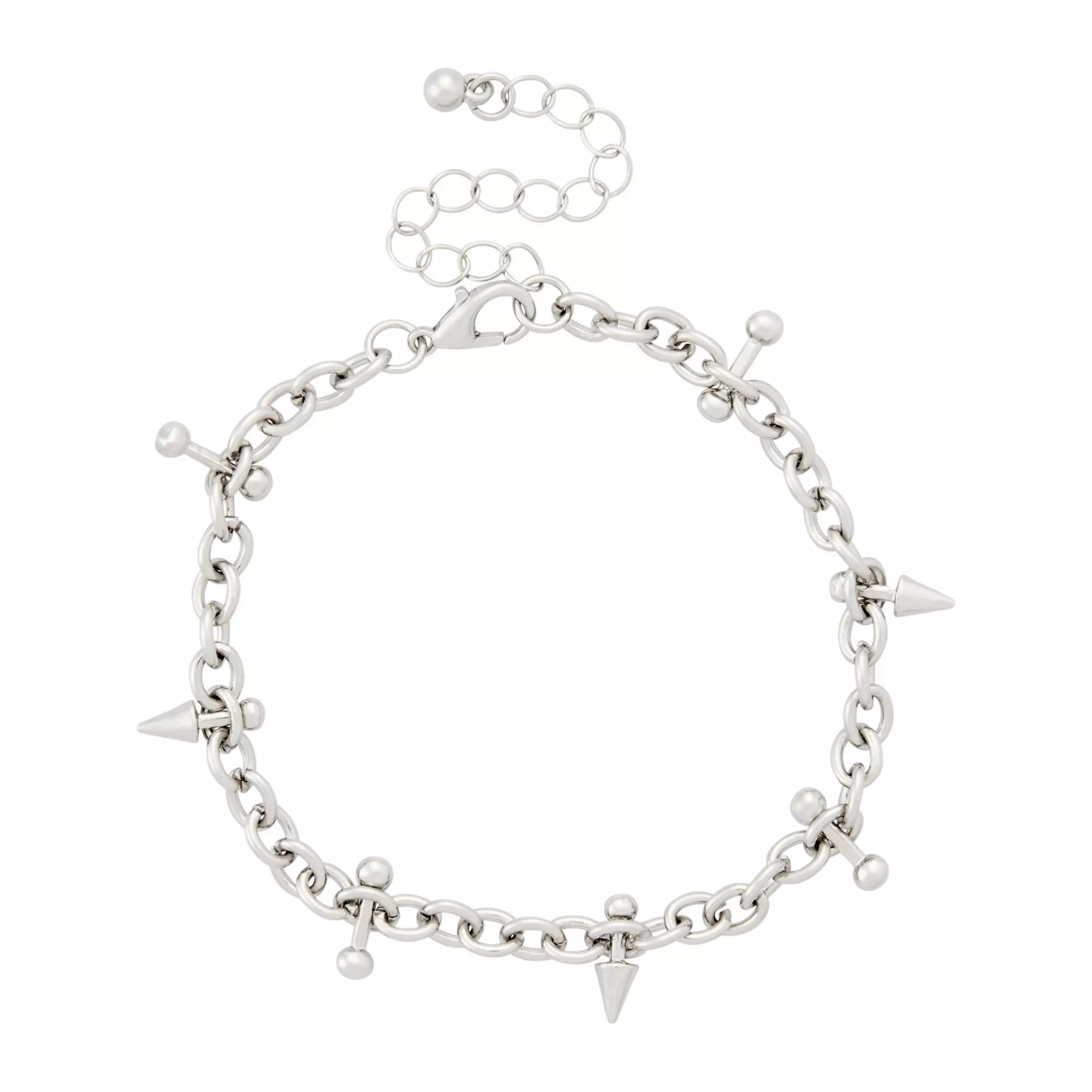 Multi-Pack Heart Spike Barb Chain Bracelets - 4 Pack