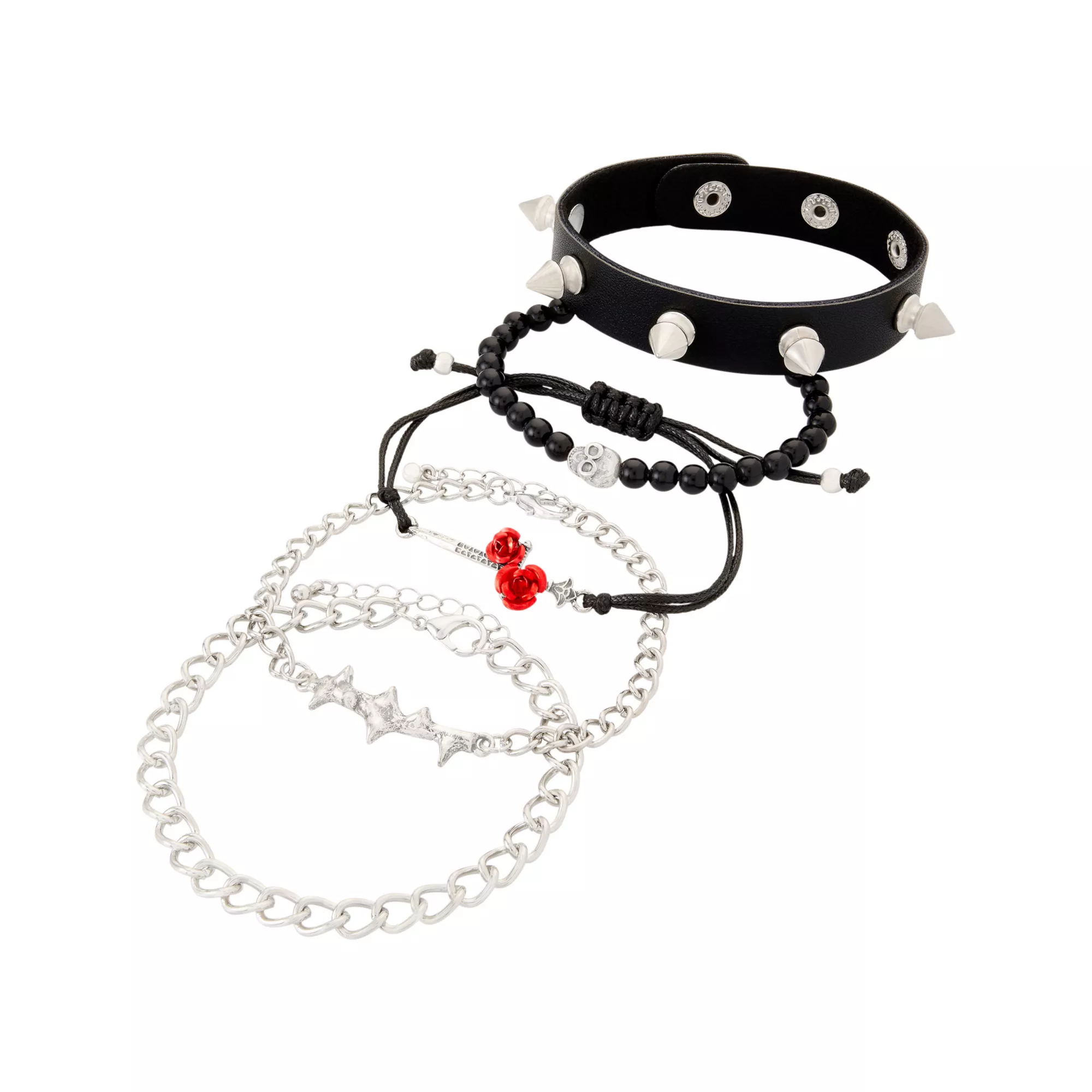 Multi-Pack Rose Sword and Spike Bracelets - 5 Pack
