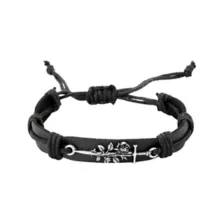Multi-Pack Skull Sword Cord Cuff Bracelets - 3 Pack at Spencer's