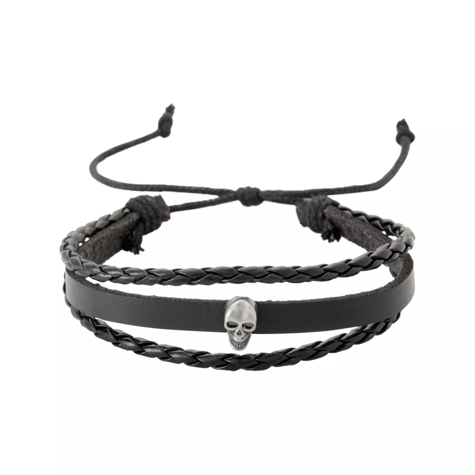 Multi-Pack Skull Sword Cord Cuff Bracelets - 3 Pack