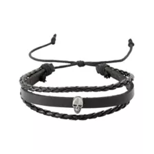 Multi-Pack Skull Sword Cord Cuff Bracelets - 3 Pack at Spencer's