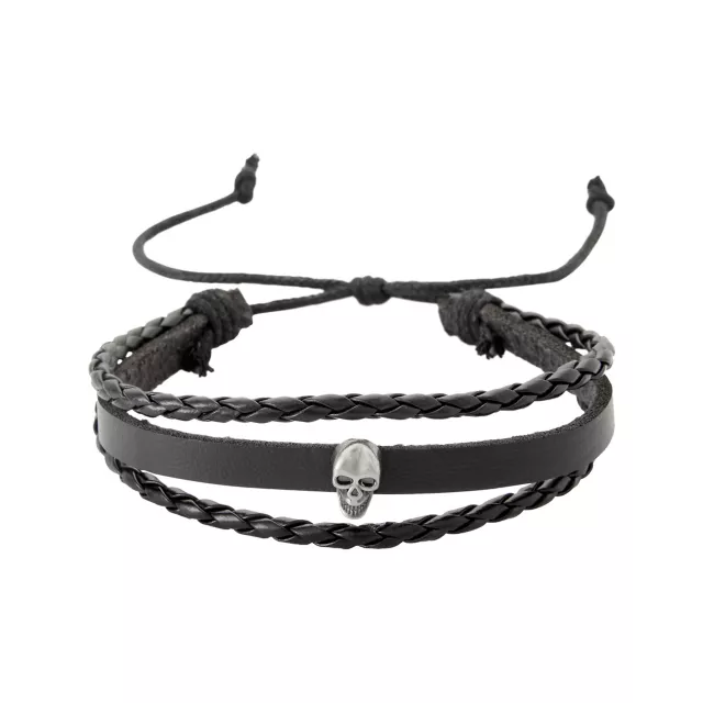 Multi-Pack Skull Sword Cord Cuff Bracelets - 3 Pack at Spencer's