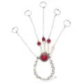 Red Stone Skeleton Silver-Tone Hand Bracelet at Spencer's