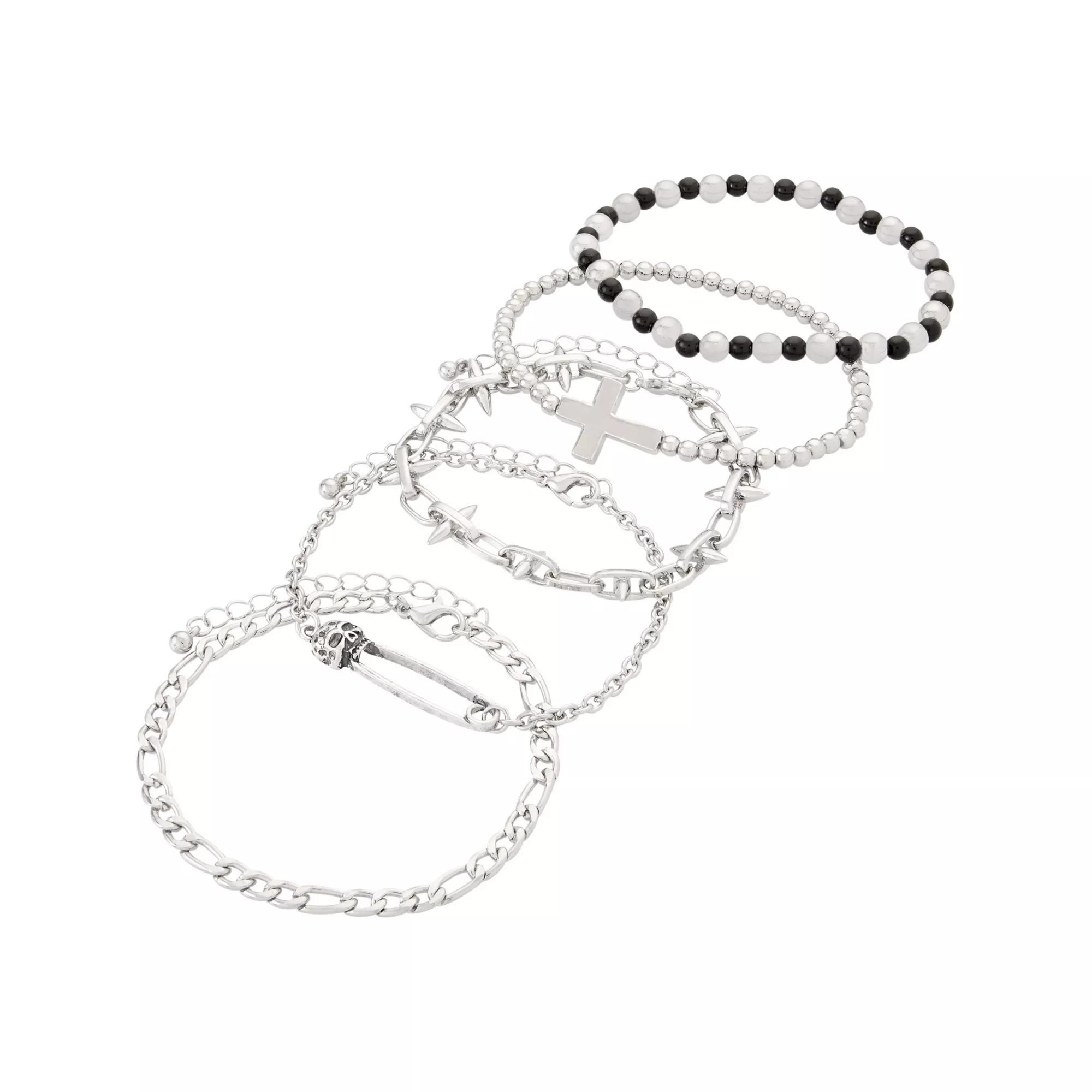 Multi-Pack Skull and Cross Mixed Bracelets - 5 Pack