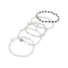 Multi-Pack Skull and Cross Mixed Bracelets - 5 Pack at Spencer's