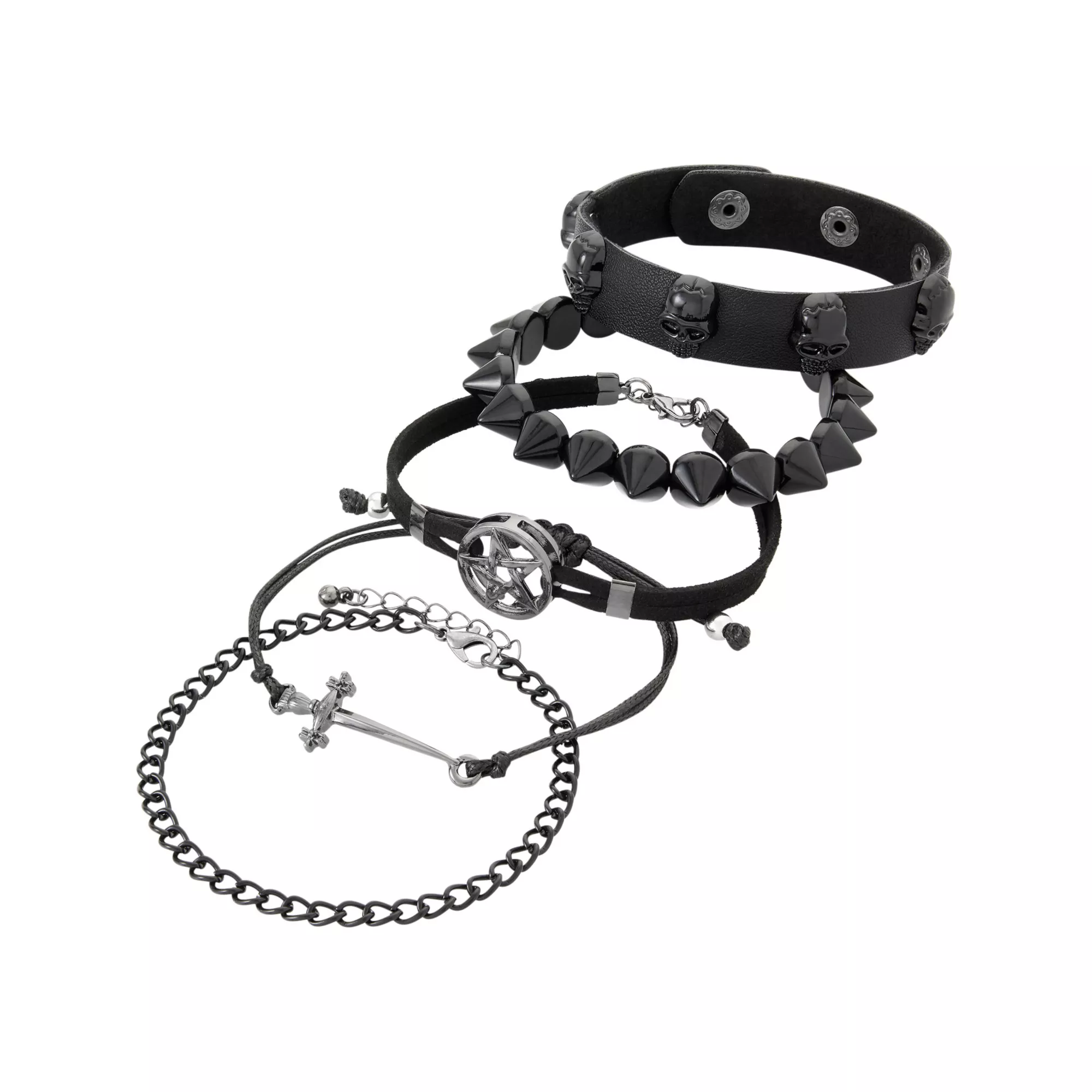 Multi-Pack Gothic Charm Mixed Bracelets - 5 Pack