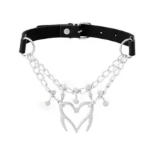 Spike Heart Barbell 2-Row Chain Choker Necklace at Spencer's