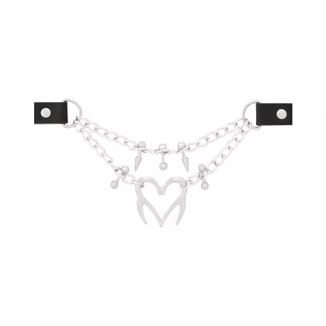 Spike Heart Barbell 2-Row Chain Choker Necklace at Spencer's